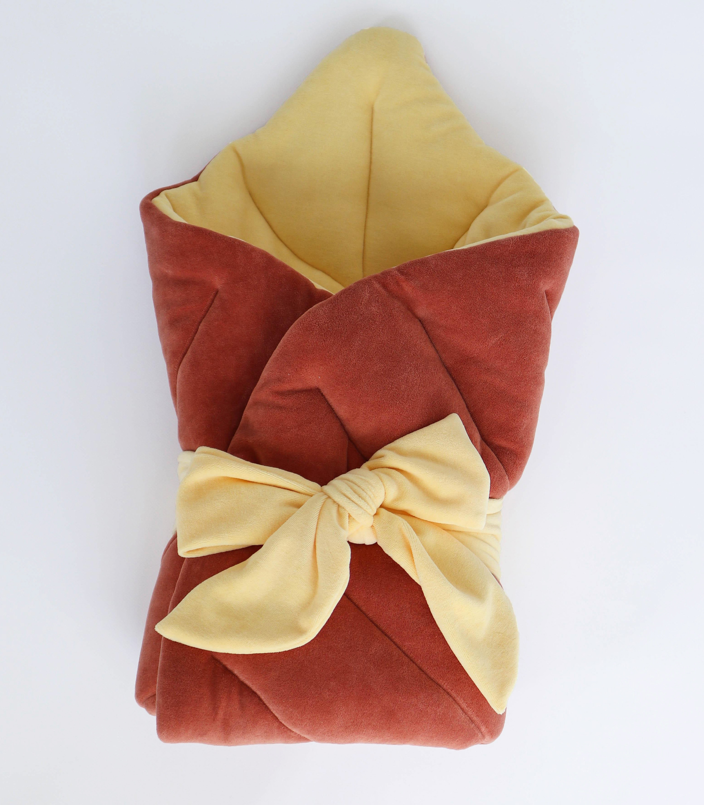 Конверт Листочок (із зав’язкою) Терракот/жовтий