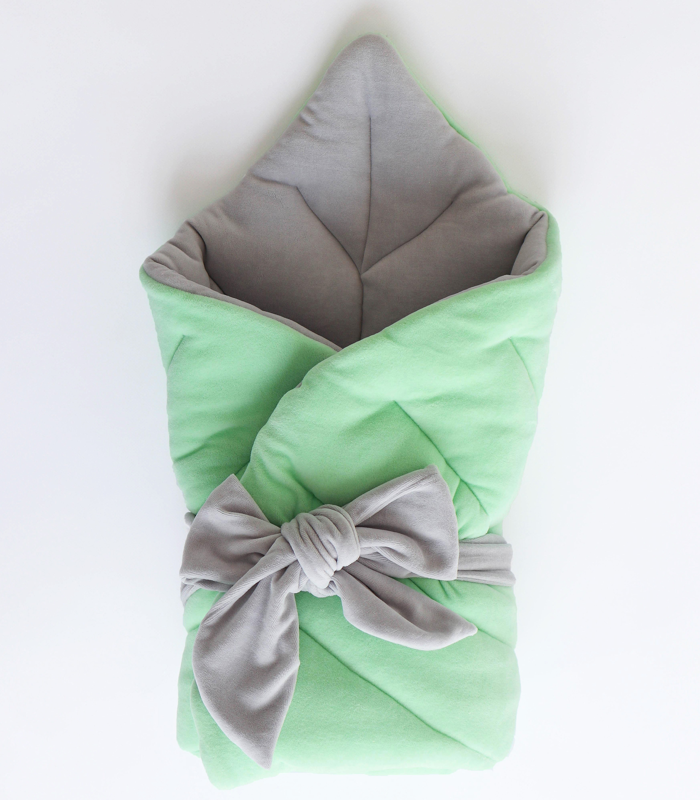 Конверт Листочок (із зав’язкою) Салатовий/світло сірий