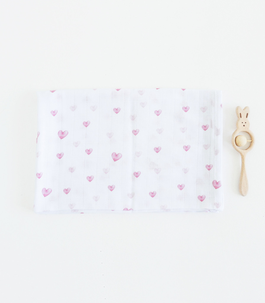 Набір пелюшок муслін+фланель “Сердечка”