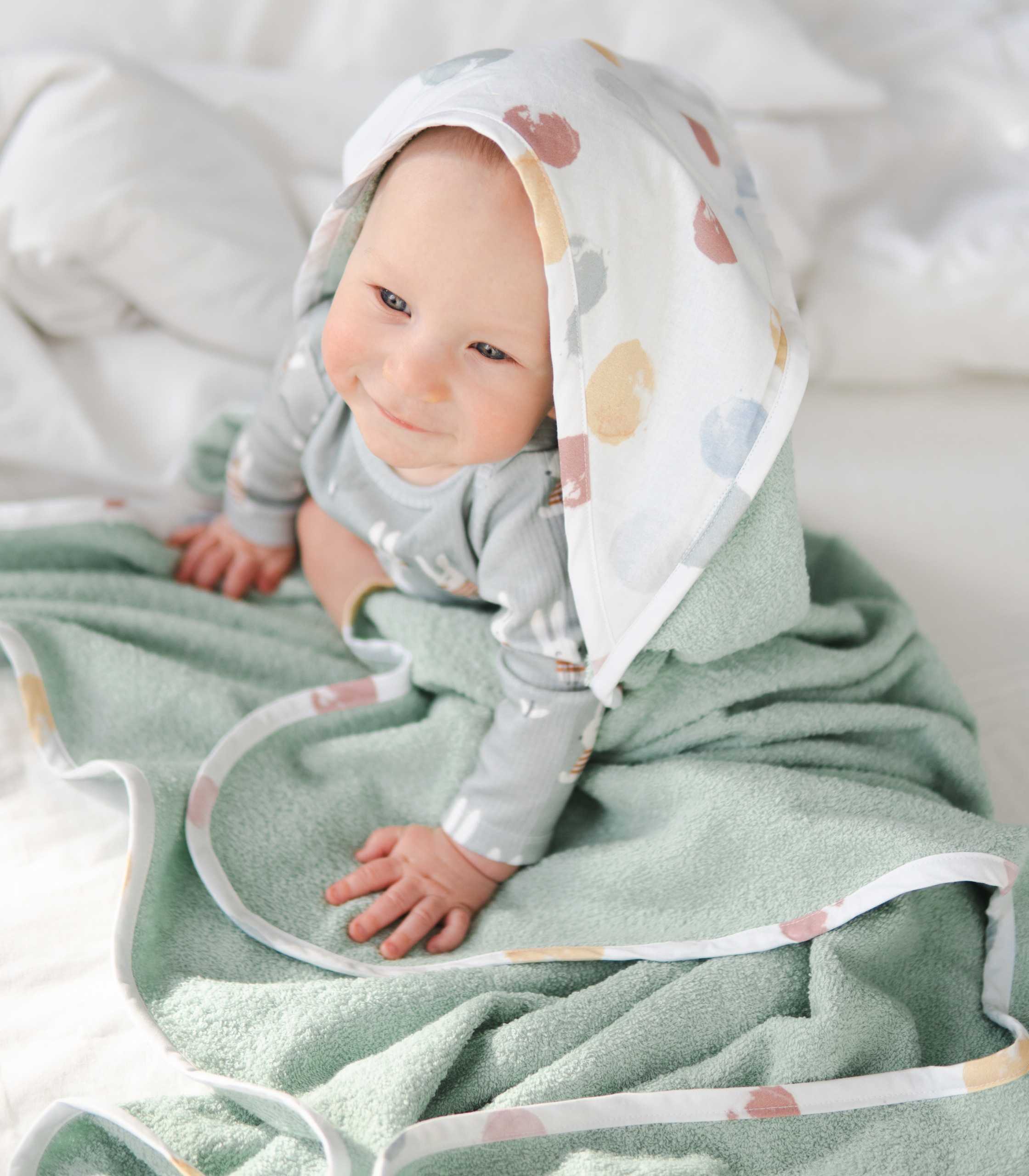 Махровий рушник Фісташковий (кружечки)