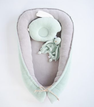 Кокон-позиціонер для новонароджених Фісташка/сірий