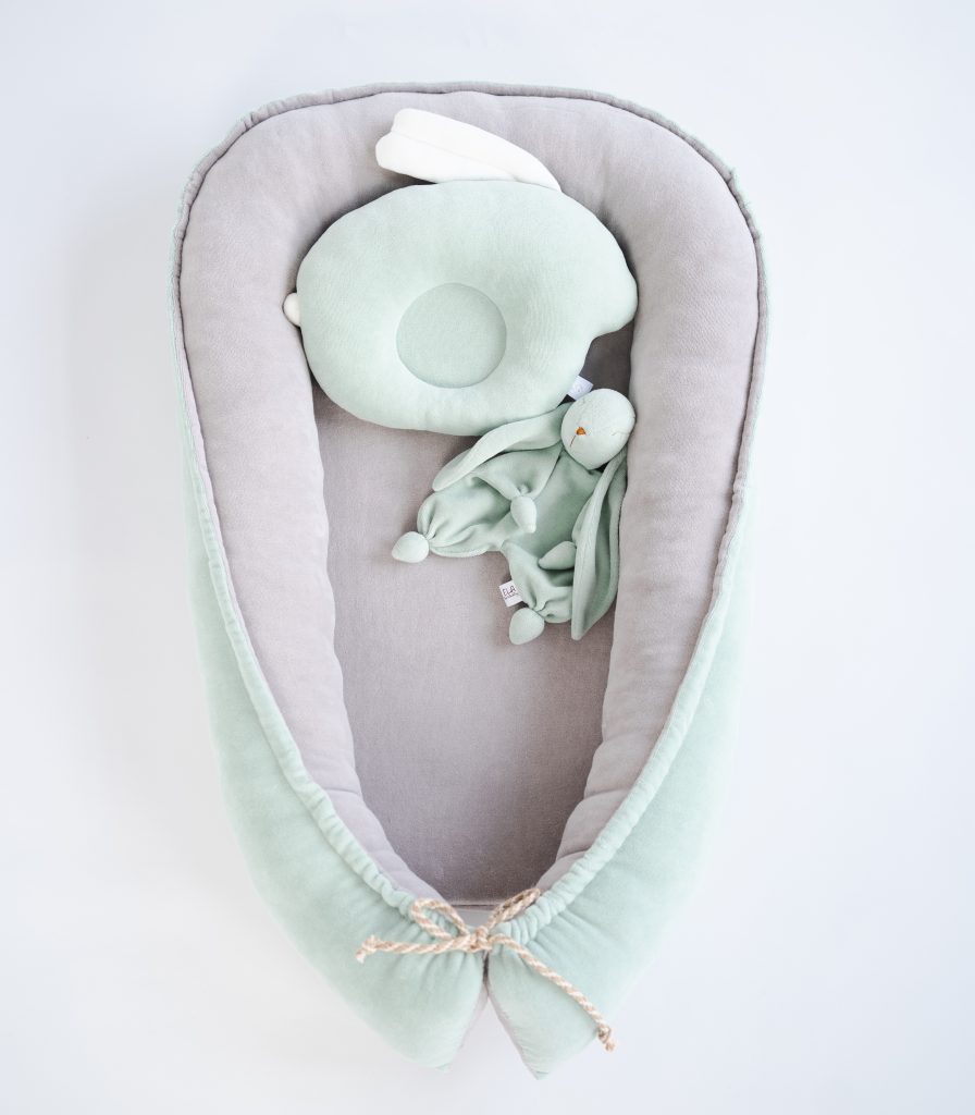 Кокон-позиціонер для новонароджених Фісташка/сірий