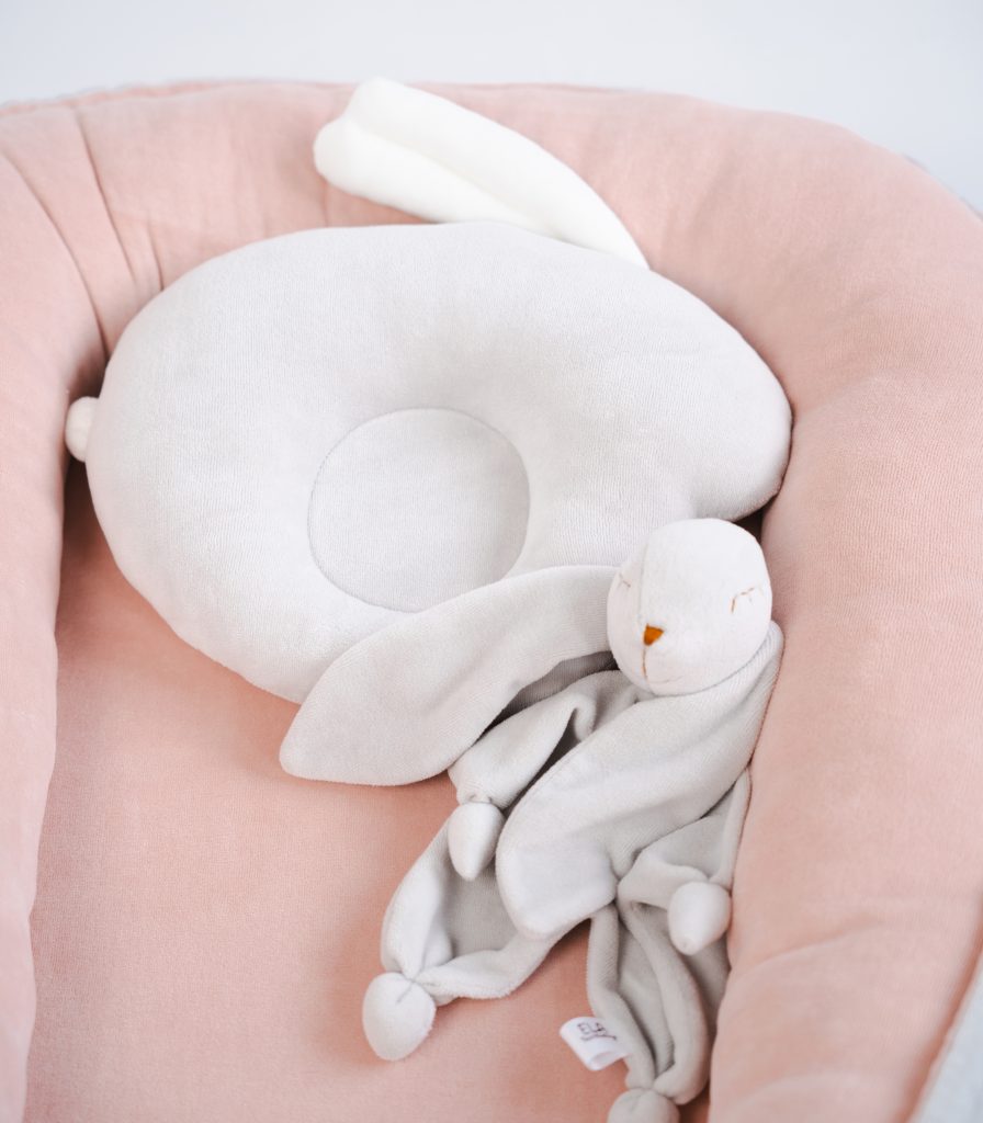 Кокон-позиціонер для новонароджених Пудра/світло сірий