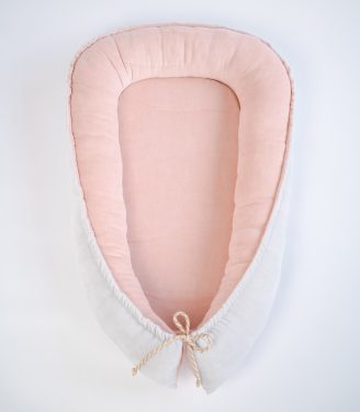 Кокон-позиціонер для новонароджених Пудра/світло сірий