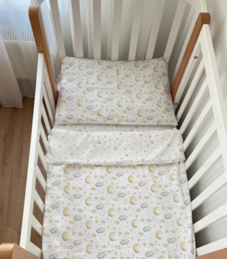 Комплект поплінової постільної білизни “Місяць/зорі”