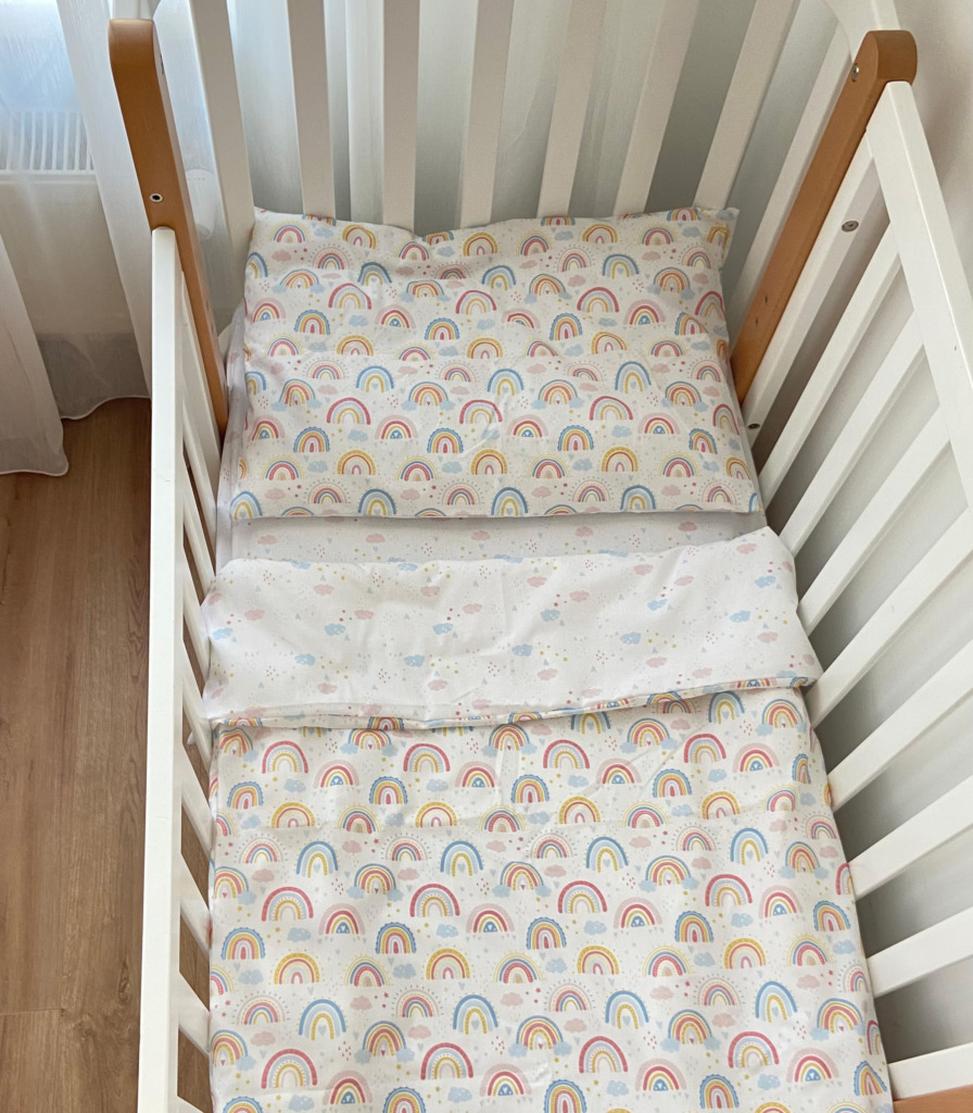 Комплект поплінової постільної білизни “Веселки/хмаринки”