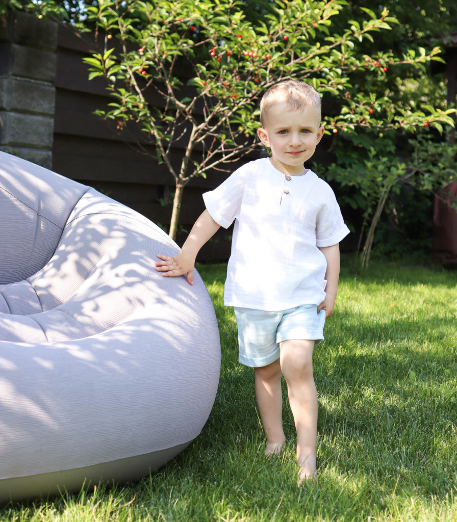 Костюм футболка+шорти “Білий/блакитний”