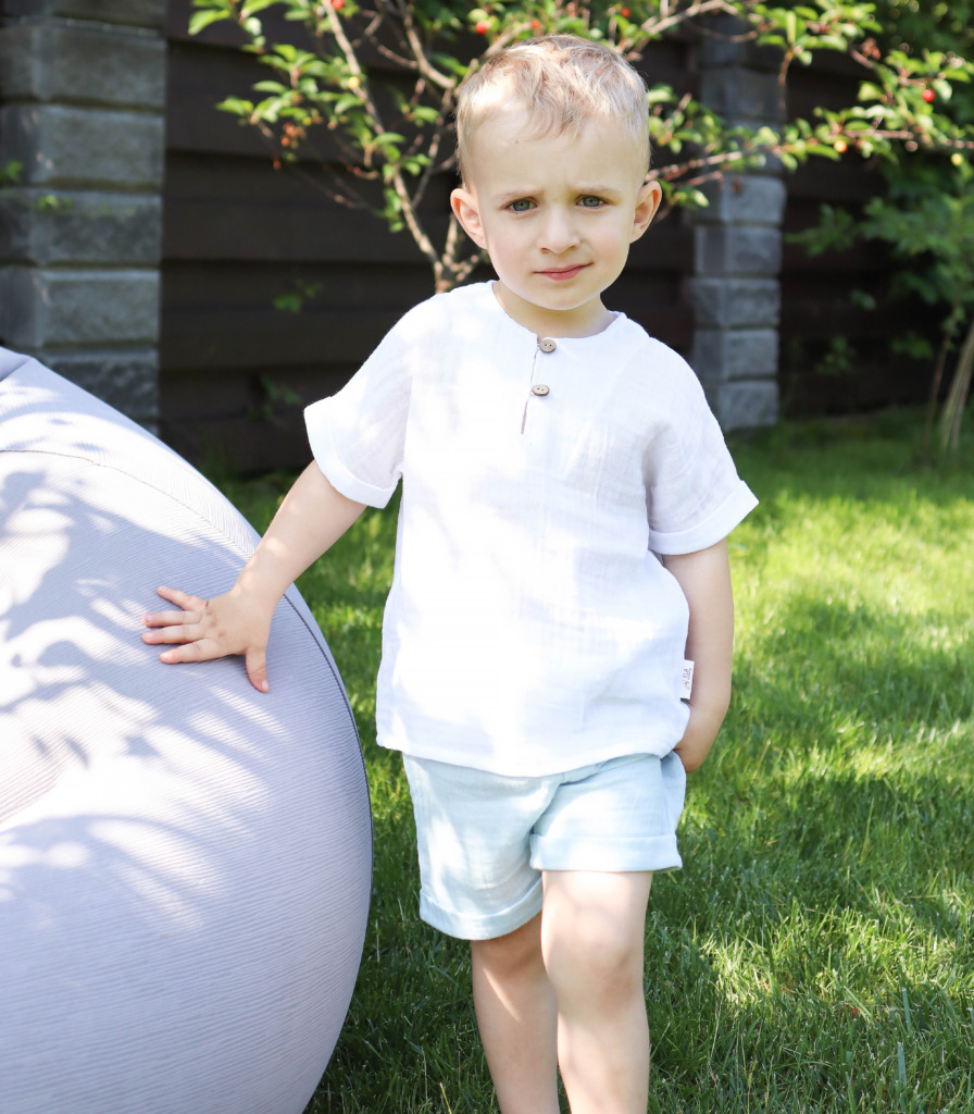 Костюм футболка+шорти “Білий/блакитний”