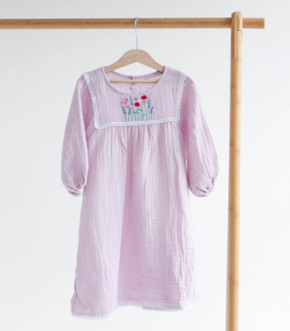 Вишиванка муслін Бузкова “Рожеві квіти”