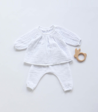 Мусліновий костюм білий на Хрещення для дівчинки