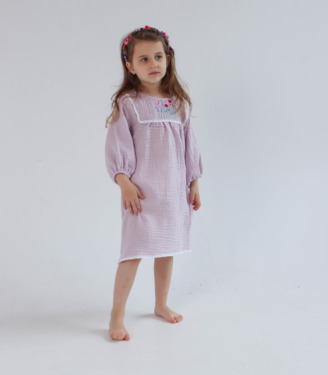 Вишиванка муслін Бузкова “Рожеві квіти”