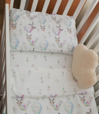 Комплект фланелевої постільної білизни “Панди у квітах”