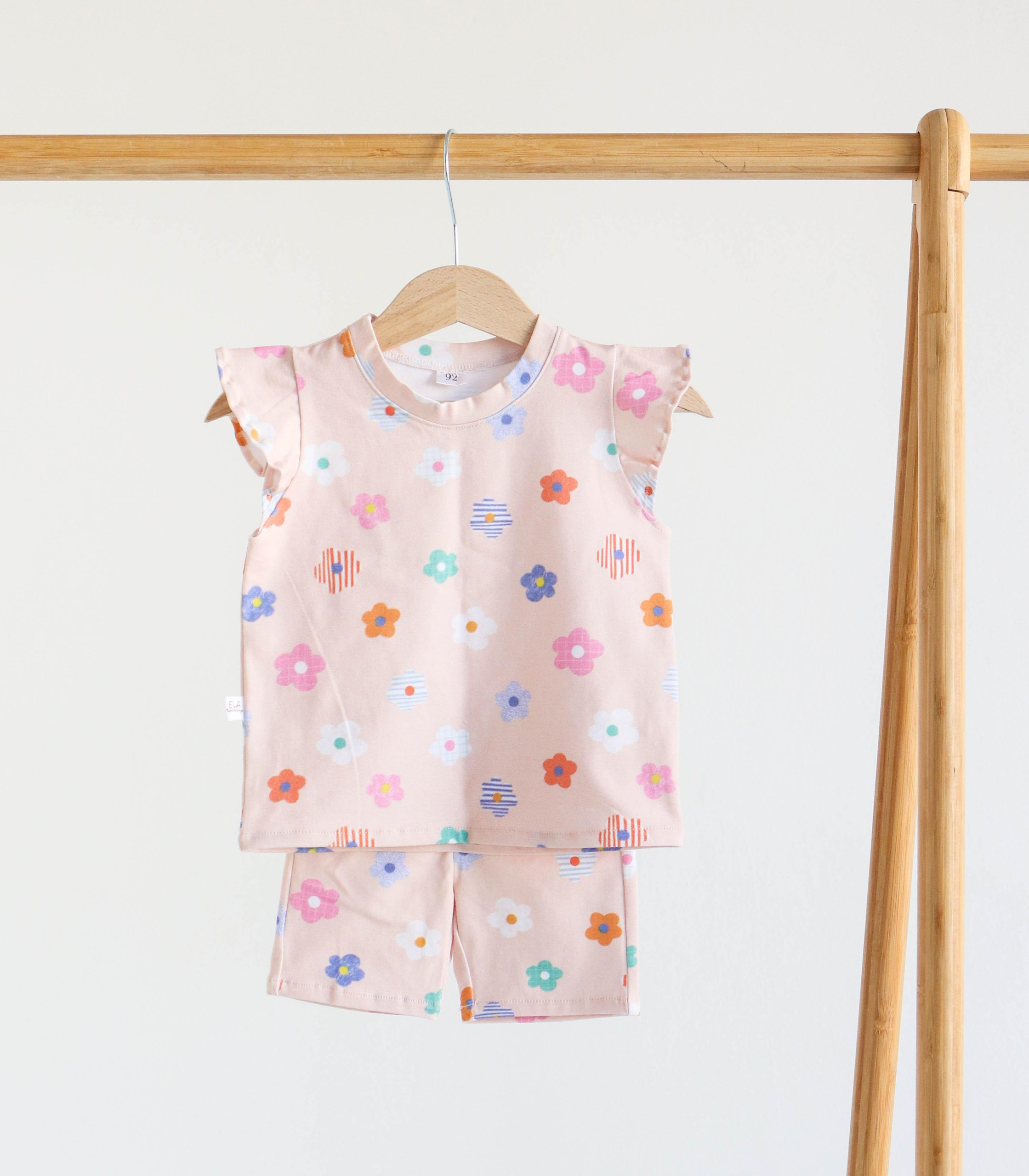 Трикотажний костюм футболка+велосипедки “Квіточки”