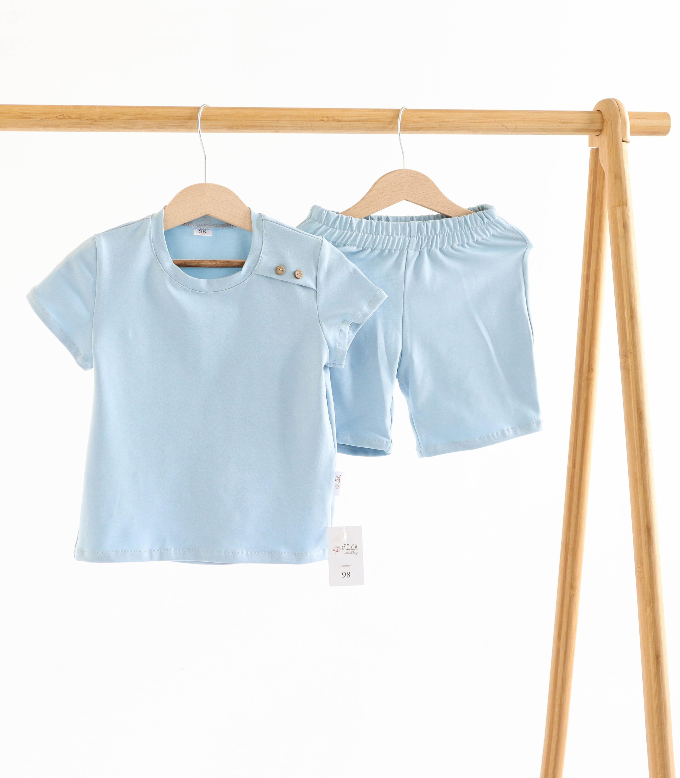 Трикотажний костюм шорти+футболка “Блакитний”