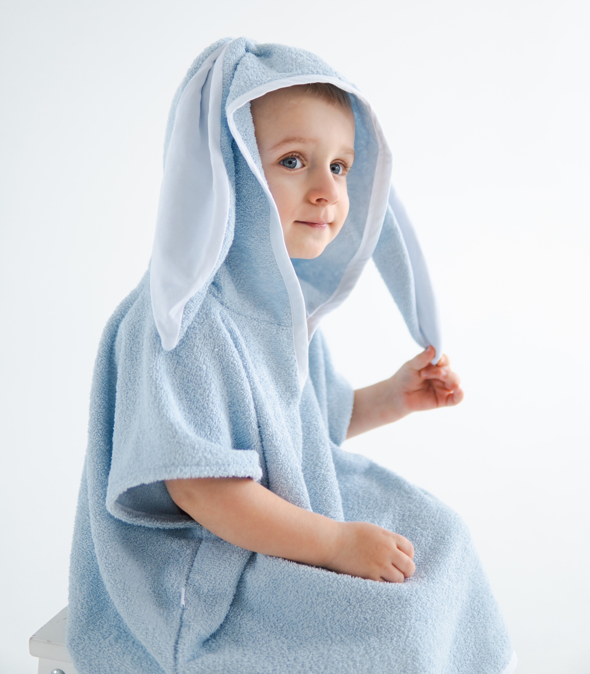 Пончо халат махровий Зайчик “Блакитний”