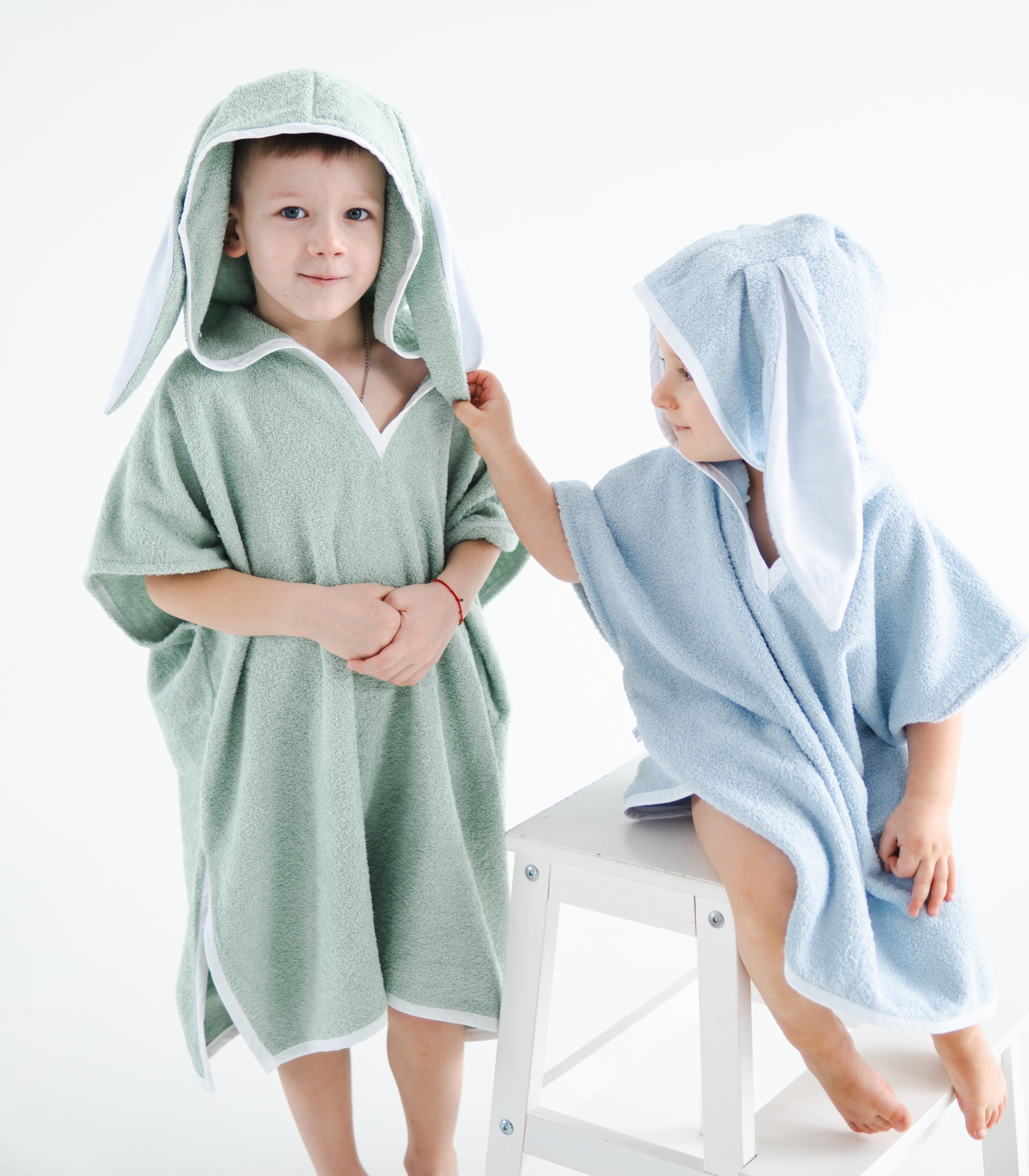 Пончо халат махровий Зайчик “Фісташковий”