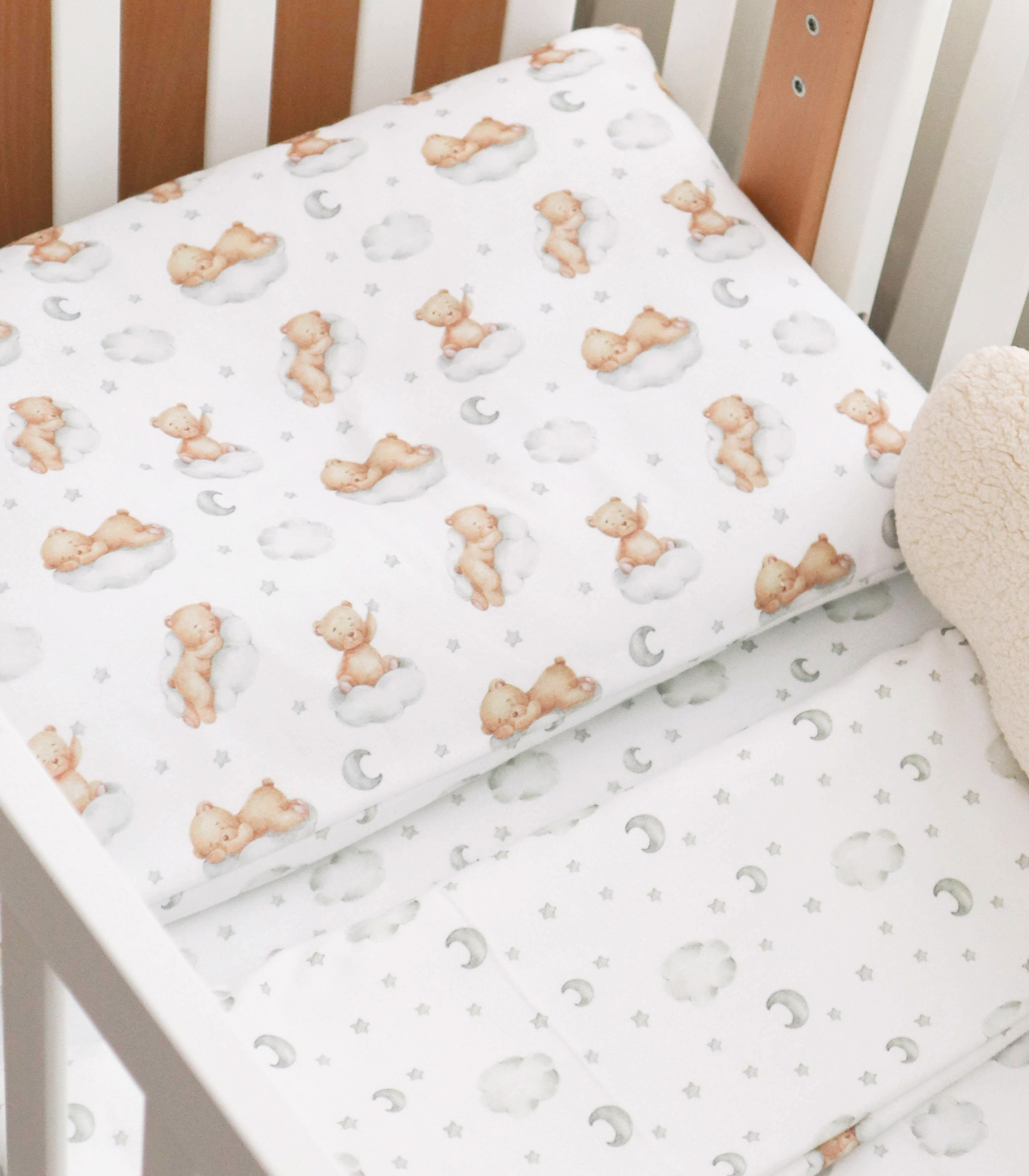 Комплект фланелевої постільної білизни “Ведмедики/хмаринки”