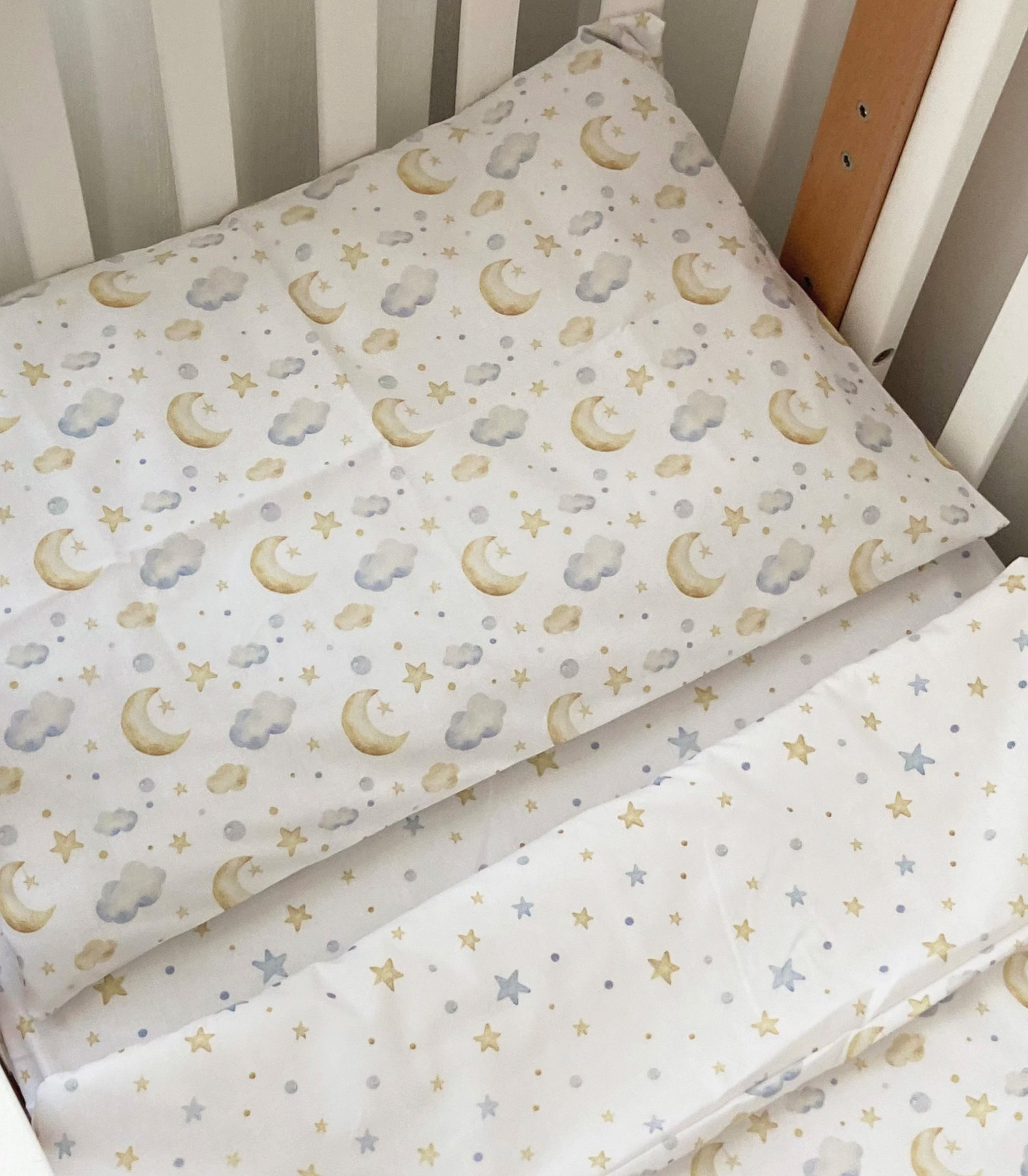 Комплект поплінової постільної білизни “Місяць/зорі”