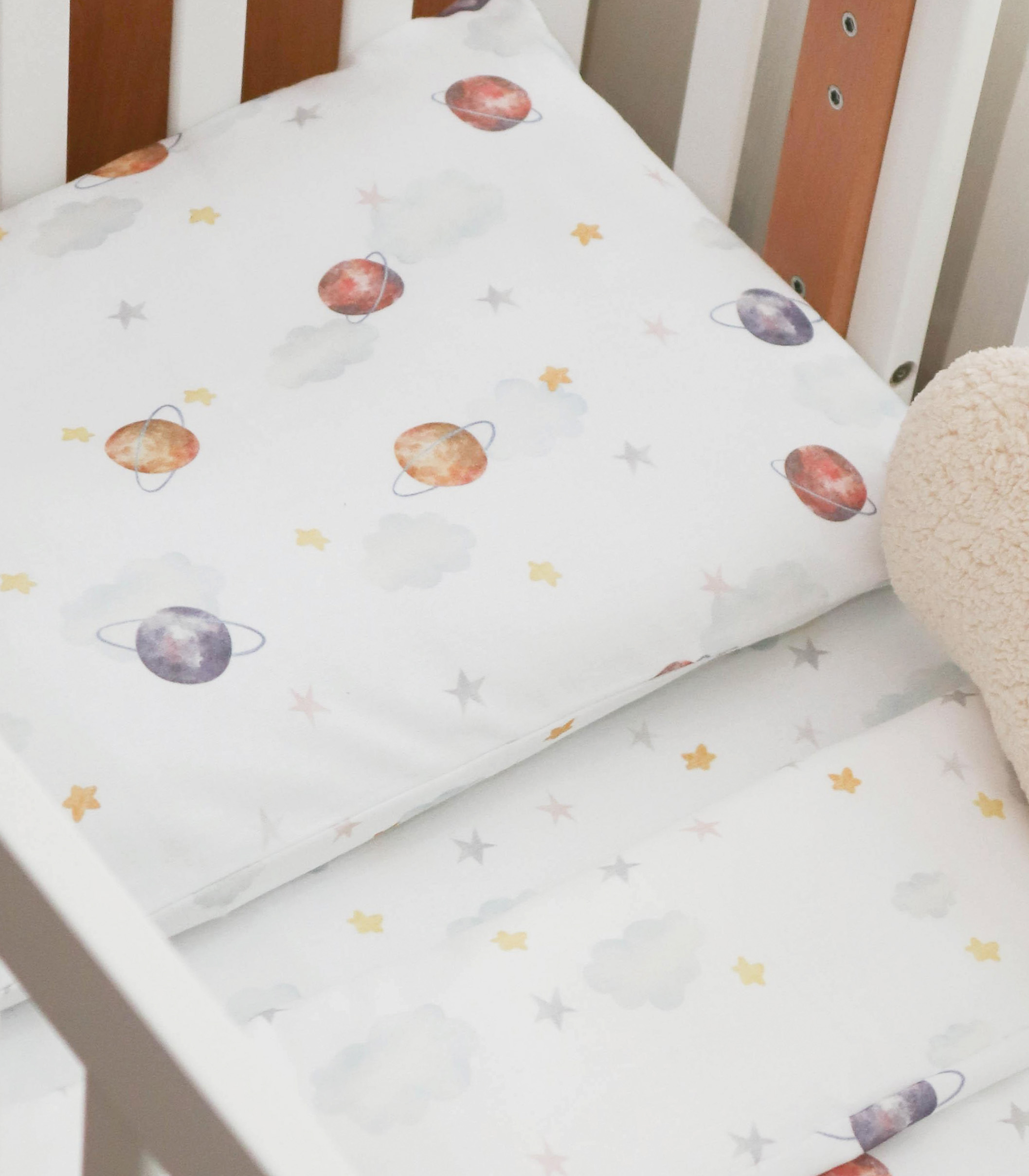 Комплект фланелевої постільної білизни “Планети/зірочки”