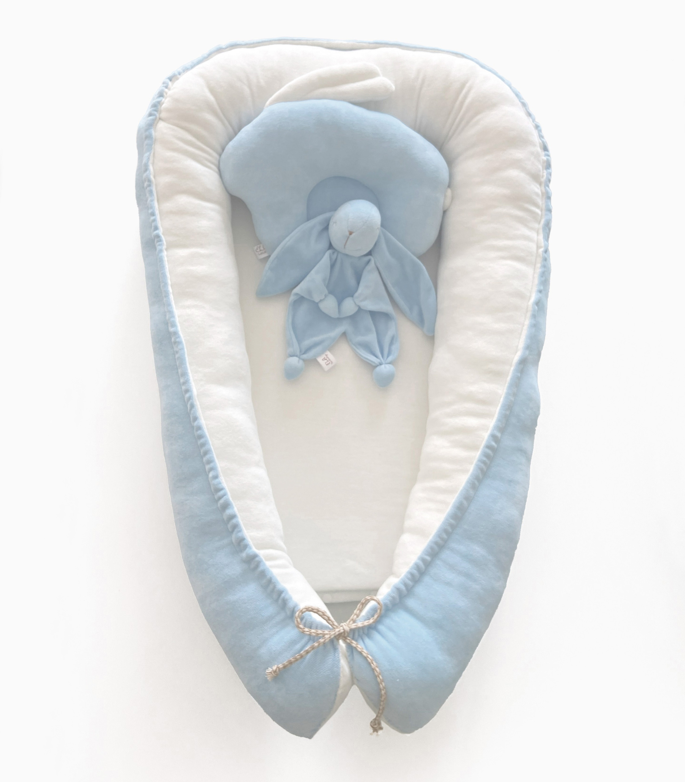Кокон-позиціонер для новонароджених Блакитний/молочний