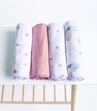 Набір пелюшок муслін+фланель “Сердечка”