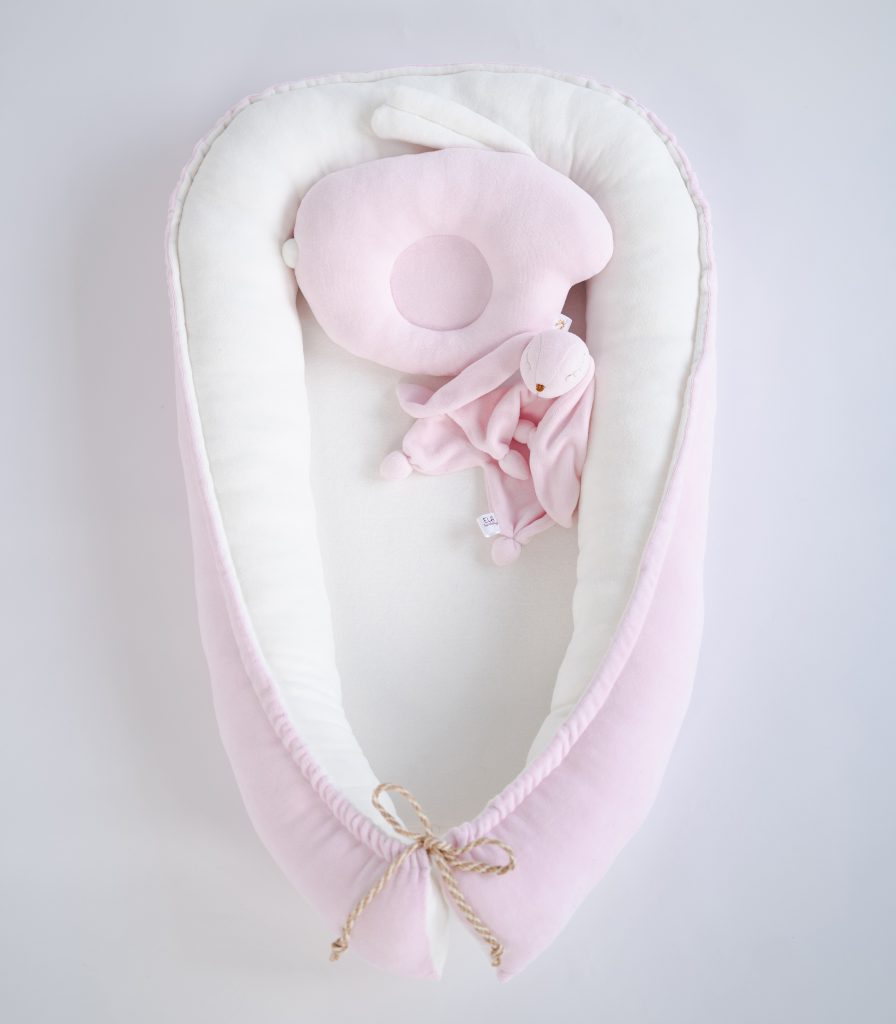 Кокон-позиціонер для новонароджених Рожево/молочний