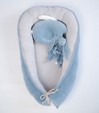 Кокон-позиціонер для новонароджених Джинс/світло сірий