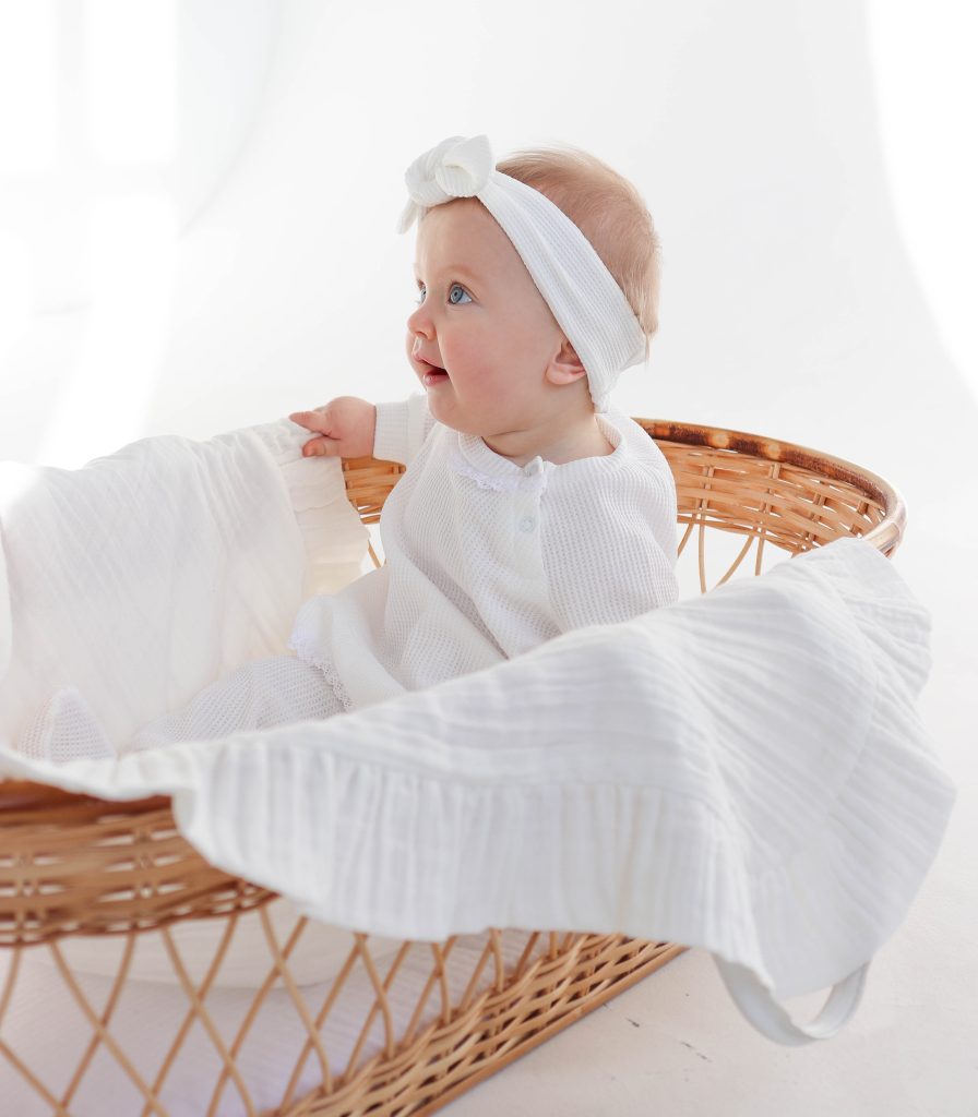 Плед мусліновий з рюшою “Молочний”