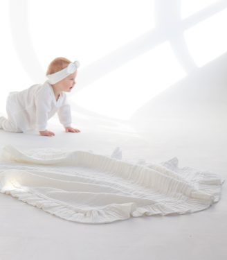 Плед мусліновий з рюшою “Молочний”