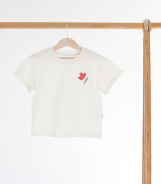 Футболка Молочна з вишивкою “Квіточка”