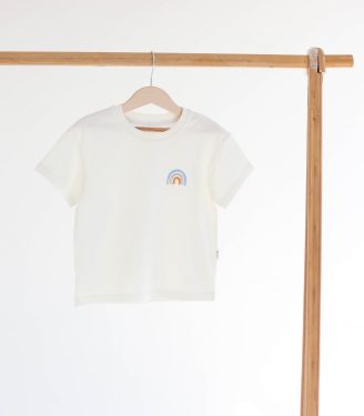 Футболка Молочна з вишивкою “Веселка”