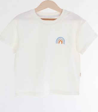 Футболка Молочна з вишивкою “Веселка”
